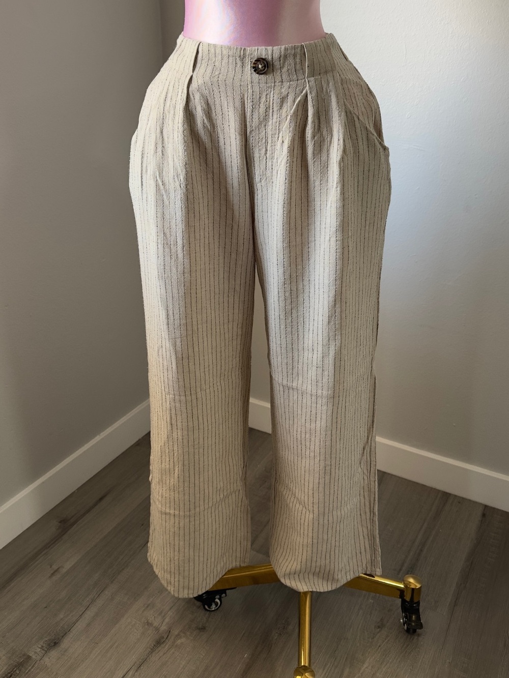 Sienna Sky Tan Pinstripe Wide-Leg pants